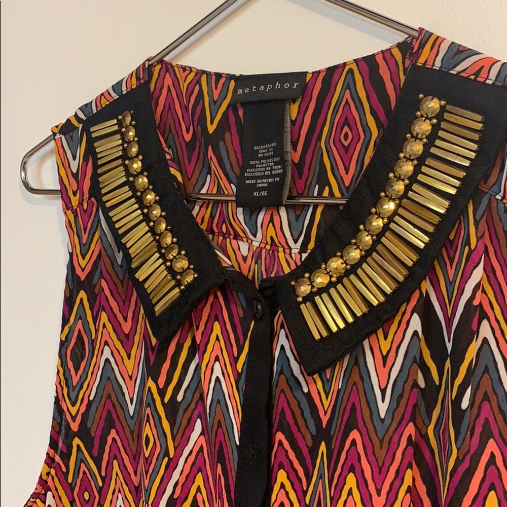 Metaphor button blouse multicolored size XL - Picture 2 of 4